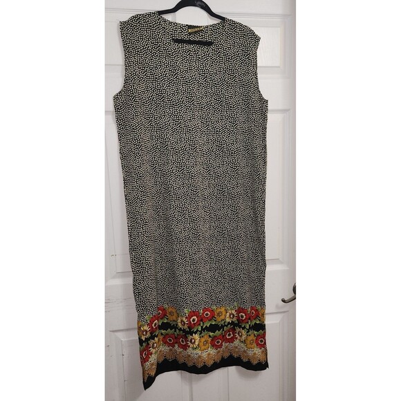 Vtg 90s Jouly Maxi Sheath Dress Polka Dot Floral Womens 1X **NO SIZE TAG READ** - Picture 1 of 7
